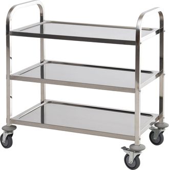 HOMCOM Carrello Da Cucina Con Ruote 3 Ripiani In Acciaio Inox Argento - Homcom
