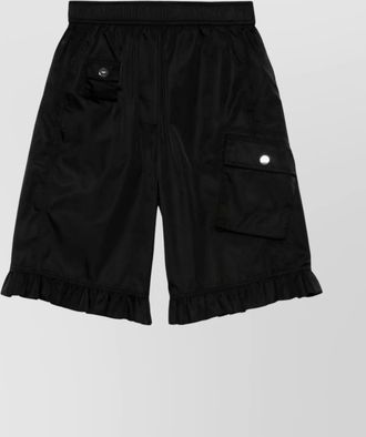 Ganni flap pocket ruffle hem shorts
