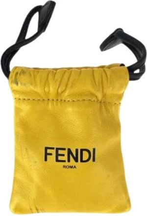 Fendi Pre-owned Leren Pouch - Dames - Vintage Mini Tas - Geel - ONE Size - Leer - Vintage