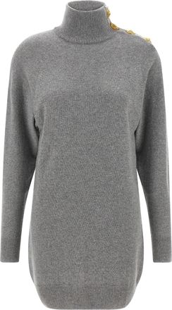 Balmain Cashmere Wool Dress Abiti Grigio-Donna