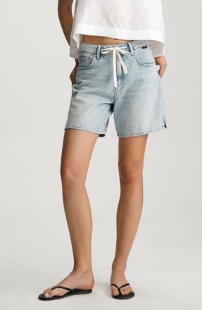 Mavi Nella Drawstring Mid Thigh Denim Shorts in Denim Light Blue at Nordstrom, Size 26