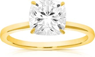 Vir Jewels 2 cttw Cushion Lab Grown Diamond Engagement Solitaire Ring in 14K Yellow Gold For Women