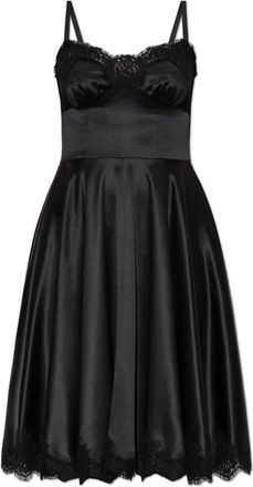 Dolce & Gabbana Vestido de Seda con Detalles de Encaje - Dresses - Mujer - Negro - M