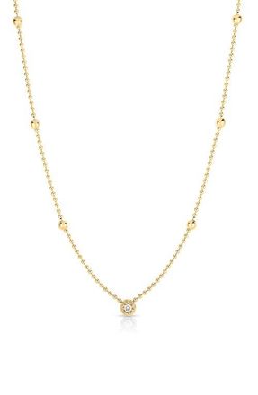 Roberto Coin Diamond & Bead Station Necklace in Yellow Gold at Nordstrom, Size 17