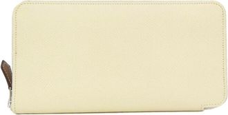 Herm&egrave;s Beige Biscuit White Epsom Leather Silk Long Wallet (Bi-Fold) (Pre-Owned)