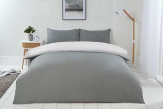 TJ Hughes Lyla Reversible Duvet Set in Grey/White - TJ Hughes White