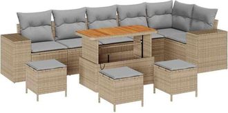vidaXL Garden Sofa Set 10 pcs Beige and Light Grey Poly Rattan vidaXL