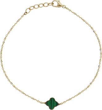 Italian Gold, Inc 14K Yellow Gold Small Single Clover Bracelet - Malachite