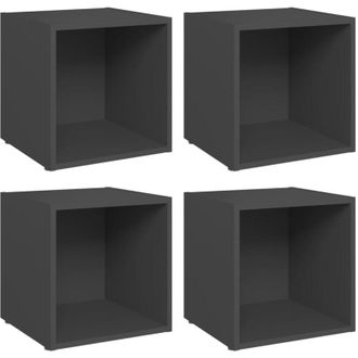 vidaXL Vidaxl - Muebles Para Tv 4 Uds Madera Contrachapada Gris 37x35x37 Cm