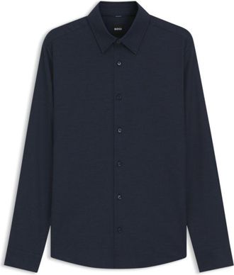 BOSS Slim-fit shirt in stretch melange cotton
