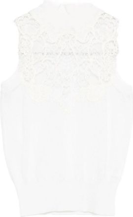 Ermanno Scervino White Lace-insert High-neck Top