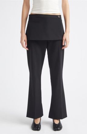 Sandy Liang Mulberry Apron Overlay Crop Bootcut Pants in Black at Nordstrom, Size 12