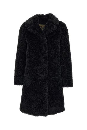 Herno Black Faux Fur Lapels Coat