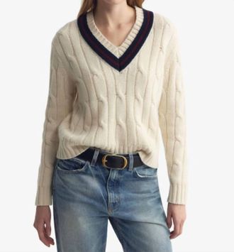 Nili Lotan Fabiana V-Neck Sweater In Ivory