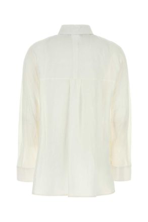 Max Mara Womens White Linen Gala Shirt Bianco Ottico Exterior: Camicie
