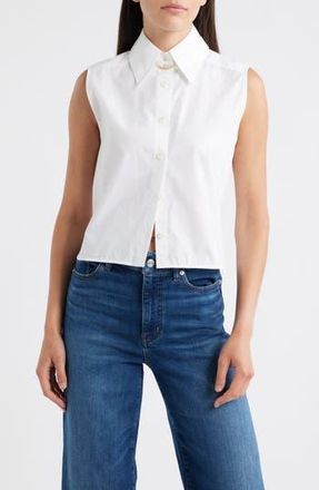 Frame Denim The Prep Embellished Sleeveless Button-Up Shirt in White at Nordstrom Rack, Size Large