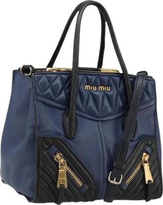 Miu Miu Pre-owned Hand Bag - Dames - Vintage Handtas - Blauw - ONE Size - Leer - Vintage