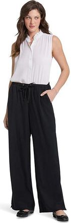NYDJ Jayne Wide Leg Pull-On Pants Womens Clothing Overdye Black : XS 31, Lyocell/Tencel