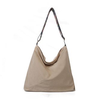 Generic Womens Fashion Corduroy Shoulder Bag Retro Simple Adjustable Wide Strap Large Capacity Zipper Crossbody Bag for Shopping Office Travel