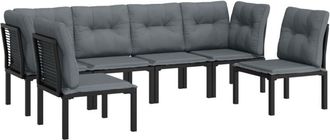 vidaXL Juego De Muebles De Jard&iacute;n 6 Pzas Rat&aacute;n Sint&eacute;tico Negro Y Gris Vidaxl