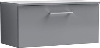 Nuie Nuie - Arno Wall Hung 1-Drawer Vanity Unit with Worktop 800mm Wide - Satin Grey