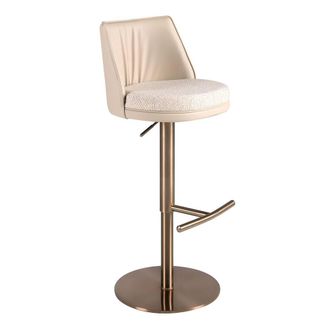 Angel Cerd&aacute; Marbled-Fabric Swivel Bar Stool with Leatherette Backrest in Cream
