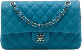 Chanel Pre-owned Vintage Double Flap Shoulder Bag - Dames - Vintage Schoudertas - Blauw - ONE Size - Vintage