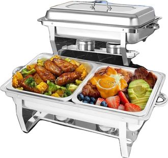 OEM Juego De Recipientes Calientaplatos De Acero Inoxidable Con Control De Temperatura, 2 Paquetes De 1/2 Gn