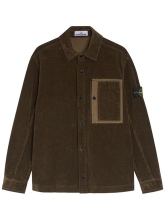 Stone Island Logo Corduroy Overshirt - Grey Anthracite - XL