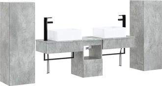 vidaXL Juego De Muebles De Ba&ntilde;o 5 Uds. Gris Hormig&oacute;n Vidaxl
