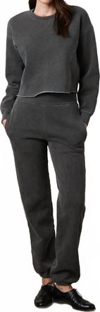 NSF Simone Paneled Cropped Crewneck Sweatshirt In Grey