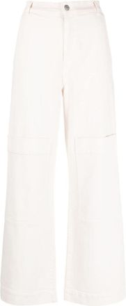 Parosh White Multiple-pockets High-waisted Trousers