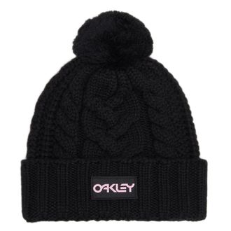Oakley Womens Harper Pom Beanie Hat, Blackout, One Size