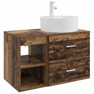 vidaXL Juego De Muebles De Ba&ntilde;o 2 Pcs Madera Envejecida Vidaxl
