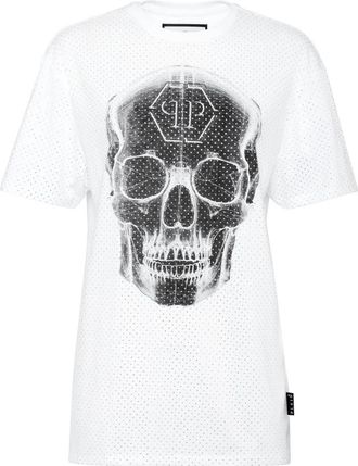 Philipp Plein T-Shirt Skull strass - Dames - T-shirts - Wit - S - Katoen - Tops