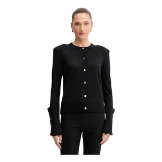 Simona Corsellini Truien & Vesten, Dames, Zwart, XS, Wol, Cardigan met knoopversiering
