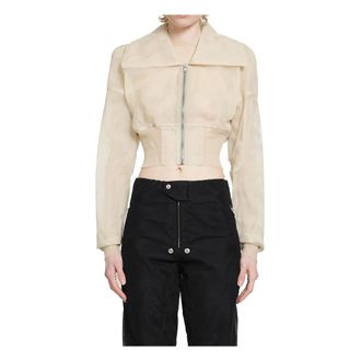 Rick Owens Light Jackets, female, Beige, Size: XS Dracucollar Cropped Bomber