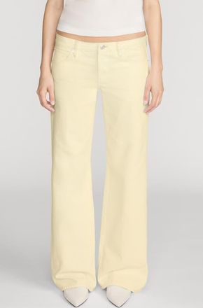 Frame Denim The Pixie Gray Low Rise Wide Leg Jeans in Limoncello at Nordstrom, Size 28