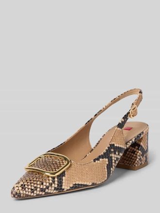 H&ouml;gl Pumps aus echtem Leder mit Allover-Animal-Print in Cognac, Gr&ouml;&szlig;e 37
