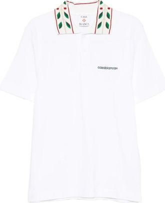 Casablanca Laurel Polo met contrastbies - Heren - Polos - Wit - M - Katoen - Tops