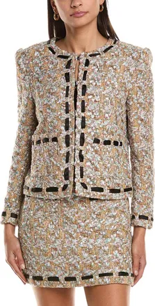 Milly Milly Roman Gold Tweed Ribbon Jacket