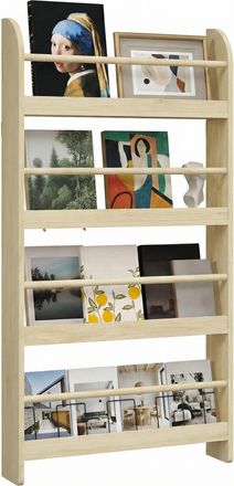 OEM Estanter&iacute;a De Pared De Libros Con 4 Estantes Librer&iacute;a Infantil Para Hogar Oficina Carga 30kg 59x12x113cm Natural