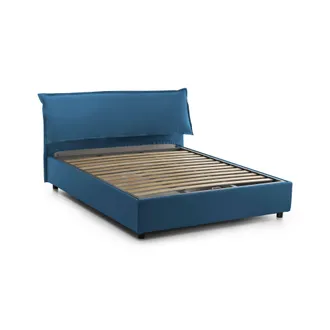 Dmora Dmora - Cama Matrimonial Dbianch, Cama Contenedor Con Funda Extra&iacute;ble Con Cabecero Tapizado Y Estructura De Cama, 100% Made In Italy, Adecuado Para Co