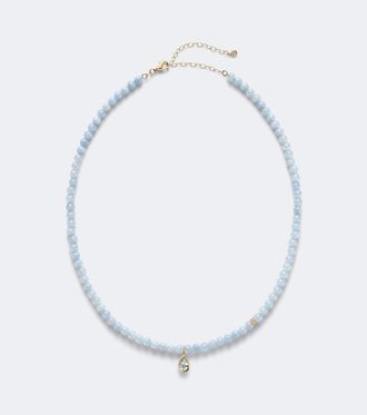 Sydney Evan Collar Icon Mounting de oro de 14 ct con cuentas, aguamarina y diamantes