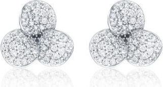 Suzy Levian Pav&eacute; Cubic Zirconia Mini Flower Stud Earrings in White at Nordstrom Rack