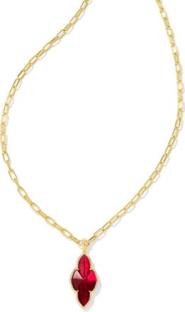 Kendra Scott Womens Abbie Pave Frame Long Large Pendant Necklace In Gold Cranberry Illusion