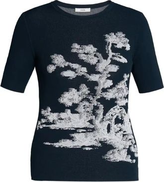 Erdem Jacquard Short-Sleeve Top - Womens - Polyester/Viscose