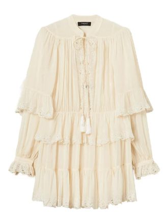 Twin-Set embroidered georgette dress - Neutrals