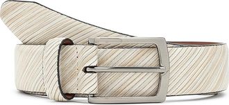 Johnston & Murphy Diagonal Etched Belt Mens Belts Bone : 42, Leather