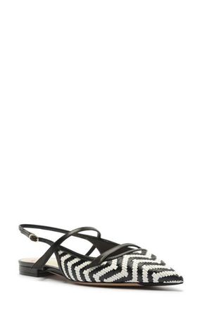 Alexandre Birman Tita Raffia Pointed Toe Slingback Flat in Black at Nordstrom, Size 10.5